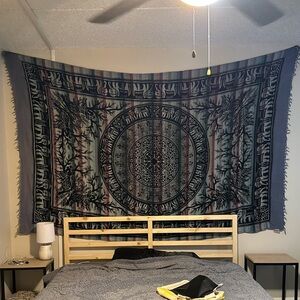 Blue and Black Mandala Tapestry Wall Hanging